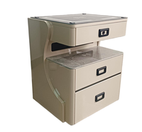 Tables de chevet intelligentes avec plateau en verre trempé et haut-parleurs Bluetooth + prise de charge USB et type-C + charge sans fil + coffre-fort