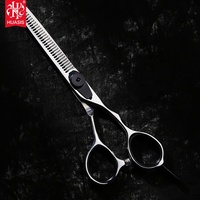 Ciseaux de coiffure professionnels en acier inoxydable XB06-55Z/V de 5,5 pouces avec 30 dents, pour droitiers, manche moyen