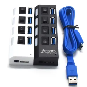 Haute Vitesse 4 ports HUB USB 3.0 avec Interrupteur Indépendant