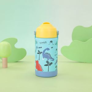 Botella de Agua Aislada para Niños de 12oz/18oz, Taza Antiderrames para Niños Pequeños con Pajitas y Tapas, Botella Aislada al Vacío de Acero Inoxidable para Niños - Product Image 4