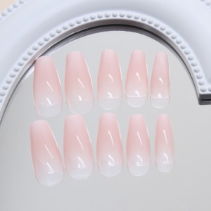 Diseño # 338/ # 362 <span class=keywords><strong>Uñas</strong></span> Postizas Acrílicas Francesas Simples, Forma Cuadrada Almendrada, Cobertura Completa, <span class=keywords><strong>Uñas</strong></span> de Presión <span class=keywords><strong>para</strong></span> Dedos, Hechas a Mano, Alta Calidad - Product Image 5