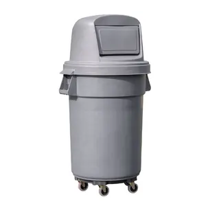 热销44Gal HDPE户外带可选盖圆形垃圾箱塑料废物箱垃圾箱170L