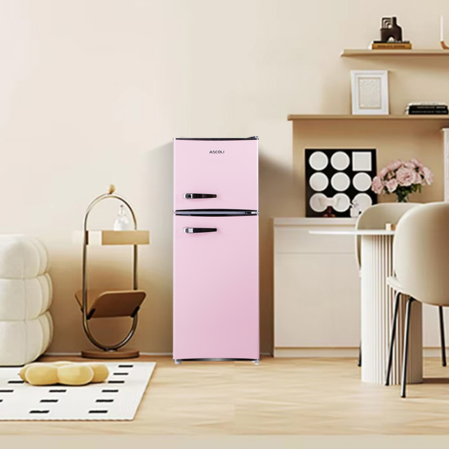 MDFR120-RE Ventage Style Barfridge Home Office Use Vertical 2 Doors Side-Opening Mini Retro Refrigerator