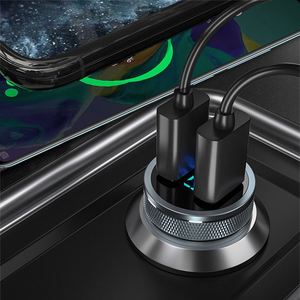 Double <b>USB</b> Port Car Charger Custom Logo Metal Fast Charging <b>USB</b> and Type <b>C</b> Charger <b>Adapter</b> for Business - Product Image 6