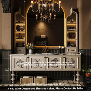 Meuble-lavabo double vasque 36-92 pouces, meuble-lavabo moderne minimaliste sur pied avec miroir de rangement et miroir intelligent - Product Image 5