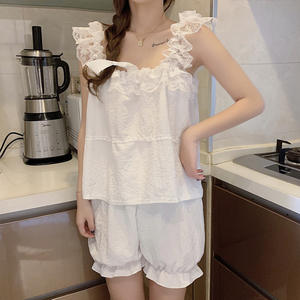 Ultimo stile Nighty design pantaloncini pigiama donna in pizzo stile principessa bianco abito da casa abbinato pigiama Set - Product Image 3