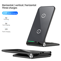 Chargeur sans fil rapide 15W, support vertical pliable, station de charge, support de téléphone portable, chargeur de téléphone portable de type C, certifié CE FCC RoHS