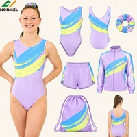Vêtements de gymnastique pour filles avec impression par transfert thermique : Combinaison de gymnastique, Veste d'échauffement, Short, Chouchous, Sac, Justaucorps de gymnastique par sublimation