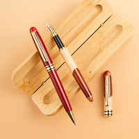 Bolígrafo de Madera Natural, Bolígrafo de Rodillo y Pluma Estilográfica, Juego de Bolígrafos de Madera Original de Arce, Palisandro y Nogal con Caja de Madera