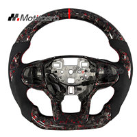 Volante personalizado de fibra de carbono forjado en rojo con empuñaduras de gamuza negra para Ford Explorer ST ST-Line King Ranch Timberline