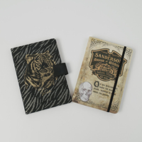 Carnet personnalisé à couverture rigide rétro artistique avec coin arrondi et marque-page rubans pour papeterie professionnelle et scolaire
