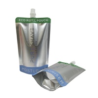 Sacs en plastique réutilisables en argent, impression frontale, liquide de recharge de savon pour les mains, pochette d'emballage personnalisée