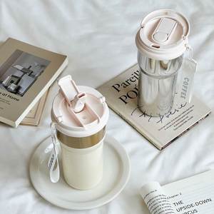 Wholesale Business Gifts Summer Outdoor Portable Vacuum Insulated Tumbler Mugs <b>Rope</b> Double Straw Travel Stainless Steel <b>Light</b> - Product Image 4