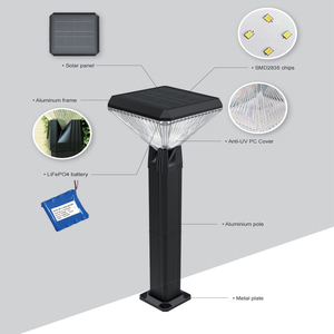 आउटडोर गार्डन सौर रोशनी मार्ग सजावटी बोलार्ड लाइट स्क्वायर राउंड लॉन लैंप स्पाइक पार्क सड़क परिदृश्य प्रकाश <span class=keywords><strong>3</strong></span> रंग - Product Image 3