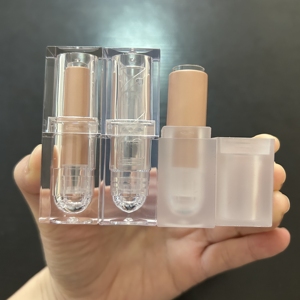 ISMAN - Tubo de Lápiz Labial Cuadrado Transparente Esmerilado Naranja de Lujo, Venta al por Mayor, Etiqueta Privada, Estuche Vacío para Bálsamo Labial, Plástico, Nuevo - Product Image 1