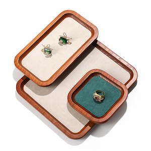 Jewelry Display Tray Wood Material Beige One Piece For Rings Necklaces Bracelets Jewelry Viewing <b>Plate</b> - Product Image 4