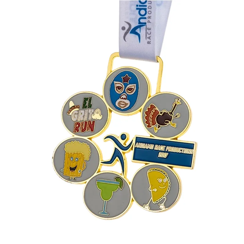 Atacado Barato Projete Seu Próprio Branco Liga De Zinco 3D Gold Award Marathon Running Custom Metal Sport Medal