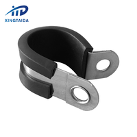 Colliers de serrage en acier galvanisé avec revêtement en caoutchouc, type P, 18 mm, pour fixation de câbles et tuyaux, colliers de serrage fixes pour flexibles
