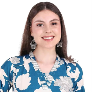 Conjunto de Kurti con Estampado Floral Azul para Mujer, Kurta Elegante de Corte A con Pantalones Anchos a Juego, Conjunto Étnico Cómodo - Product Image 1