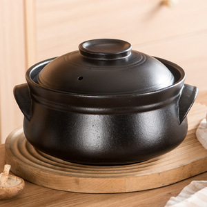 Casserole en grès <span class=keywords><strong>noir</strong></span> de style coréen, pot à ragoût en céramique résistant aux hautes températures pour usage domestique et commercial - Product Image 2