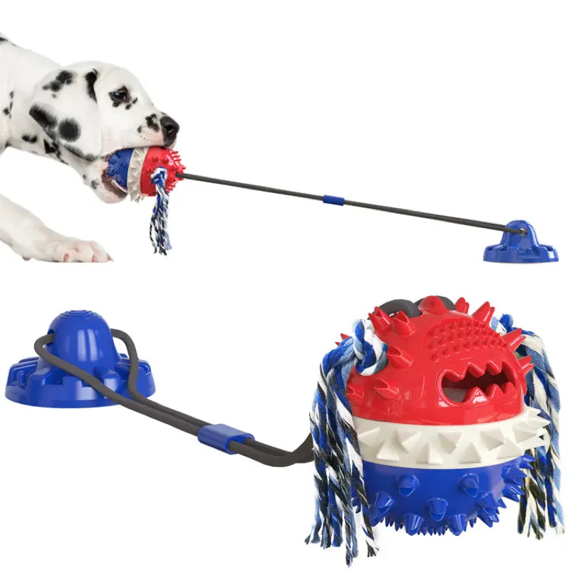 2022新しい人気のある販売ABSTPR超耐久性のある真空吸盤犬のプルロープきしむ噛むペットのおもちゃ犬のためのボール