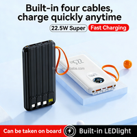 Batterie externe portable de voyage 10000 mAh avec double câble USB, charge ultra rapide PD 22,5 W, ultra-mince pour téléphone portable