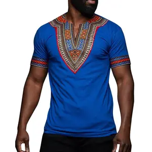 Shinesia Supplier Wholesale Summer Men's Plus Size African Printed Cotton T-Shirt