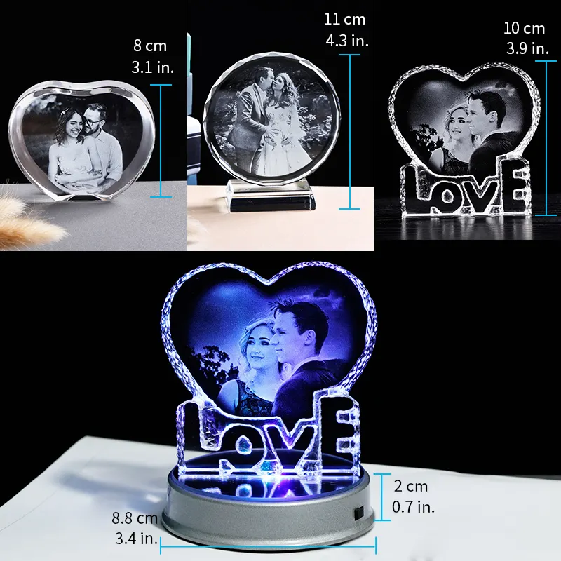 Honor of crystal 2022 Heart Shaped 3d Laser Photo Love Wedding Anniversary Souvenir Crystal Wedding Favors