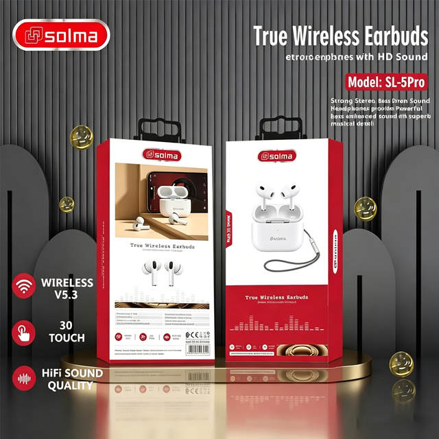 True Wireless Earbuds, Bluetooth 5.3, Full Touch Control, HiFi Stereo Sound, HD Noise-Canceling Call