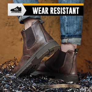 Bottes Chelsea en cuir à bout <span class=keywords><strong>d</strong></span>'acier unisexe pour adultes - Imperméables, légères, confortables, antidérapantes, prêtes pour l'<span class=keywords><strong>été</strong></span>, chaussures de sécurité - Product Image 2