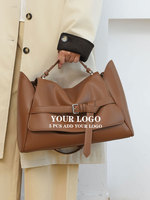 Sac fourre-tout grande capacité pour femme, personnalisable à faible MOQ, nouveau sac à main en cuir souple 2026, sac à bandoulière polyvalent avec logo