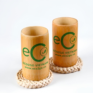 Gobelets à boire en bambou 100% naturel, réutilisables, logo gravé au laser, 150 ml/300 ml, design campagnard, écologiques, prix abordable, Eco2go - Product Image 1