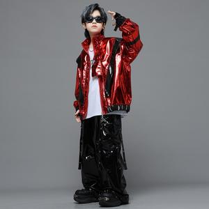 Conjunto de Ropa de Hip Hop y Jazz para Niños, Disfraz de Baile para Niñas, Ropa Urbana de Cuero Sintético para Niños para Pasarela y Escenario - Product Image 3