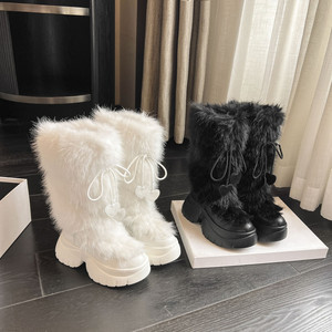 Oem/ODM <span class=keywords><strong>2025</strong></span> New ấm nền tảng cao gót trắng lông tuyết khởi động sang trọng của phụ nữ giữa Bê Faux lông lót khởi động CE ROHS bán buôn - Product Image 6