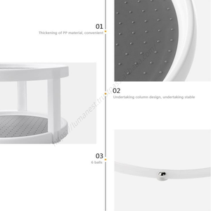 Venta al por mayor: Organizador giratorio de especias para gabinetes de cocina LMK264, estante para tarros y botellas de condimentos, de plástico, de una o dos niveles. - Product Image 5