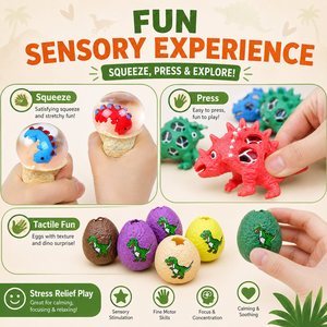 Vente en gros : Jouet anti-stress en forme d'œuf de dinosaure de la marque KL, couleurs assorties, jouet sensoriel, option logo personnalisé pour les fêtes - Product Image 3