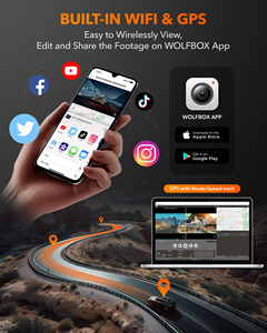 Wolfbox I07 4k Front and Inside <b>Camera</b> 3 Channel 1080p Way Car <b>Dash</b> Cam Black Box With GPS and WiFi - Product Image 6