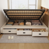 Cadre de lit plateforme moderne à profil bas avec rangement intégré en option, ensemble de chambre à coucher luxueux et élégant qui économise de l'espace