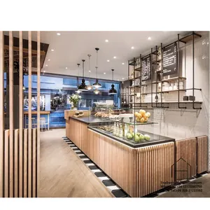 Food Showcase Free Design Coffee Shop Counter Customized Coffee Shop Display Cabinet