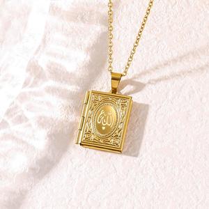 Ciondolo Portafoto Apribile a Forma di Cuore, Calligrafia Araba Islamica Musulmana, Gioielli in Acciaio Inossidabile, Collana alla Moda, Vendita all'Ingrosso - Product Image 4
