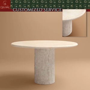 GOLDKING Travertijn Eettafel Beige Ronde Stenen Tafel voor Moderne Keuken Op Maat Gemaakt Elegant Huismeubilair - Product Image 2