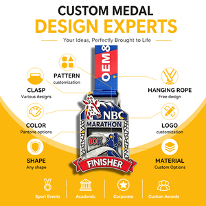 Medalla de Maratón 3D Personalizada, Medalla Deportiva de Aleación de Zinc, Premio de Carrera, Medallas Metálicas Personalizadas con Cinta para Eventos y Torneos - Product Image 4