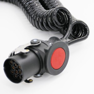 New 7-Way Coiled Cable for Truck Trailers Seven Core <b>Electrical</b> <b>Wire</b> with Spring Guard and Connector - Product Image 3