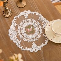 Napperons vintage en dentelle Ychon, tapis de table en dentelle brodée, dessous de plat anti-poussière pour la maison, décorations de table à manger