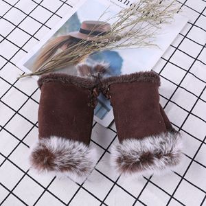 Guantes de Mujer de Alta Calidad, Medios Dedos, Lindos Guantes de Piel Sintética con Peluche, Mitones sin Dedos con Pelo Sintético de Conejo para Mujer - Product Image 3