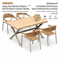 Ensemble de salle à manger Meiqi moderne en alliage d'aluminium durable, imperméable, avec table extensible anti-corrosion pour jardin, cour et usage extérieur