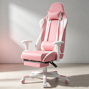 Chaise de bureau gaming color block tendance avec repose-pieds rétractable, chaise de course multifonction réglable pour ordinateur - Product Image 4