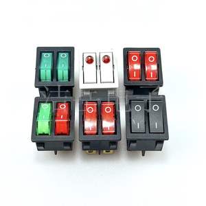 Interrupteur à double bascule KCD3 16A 250V en plastique PA66 avec voyants lumineux pour montage mural - Product Image 1