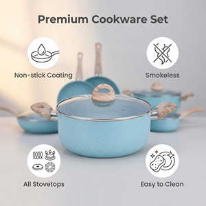Ensemble de casseroles en aluminium avec revêtement en marbre antiadhésif, 8 pièces, LFGB, compatible avec la cuisson à induction, Conjunto De Panela Para Cozinhar - Product Image 3