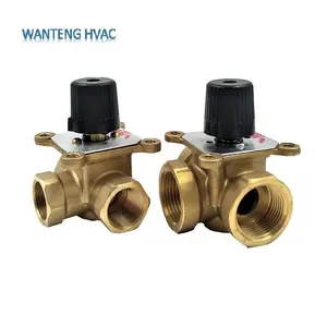 Manufacture DN20 DN25 3 way brass thermostatic mixing diverting valve supplier